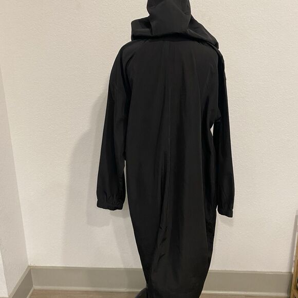 Eileen Fisher Black Recycled Polyester Hooded Coat Medium Preowned - Picture 3 of 12